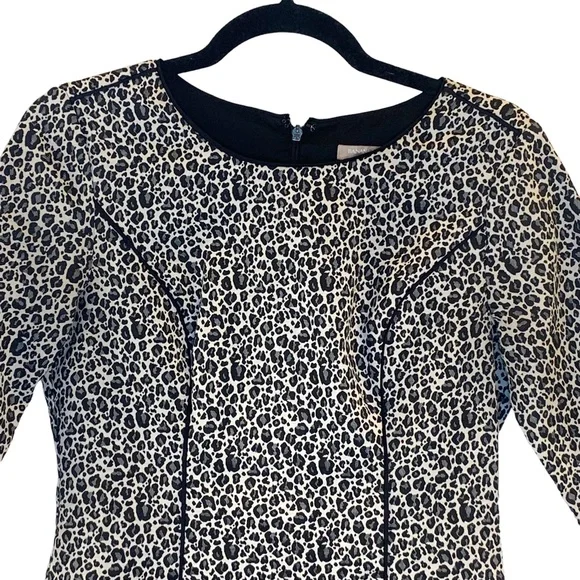 Banana Republic Black White Animal Print Half Sleeve Fitted Dress Women’s Size 2 - Picture 6 of 7